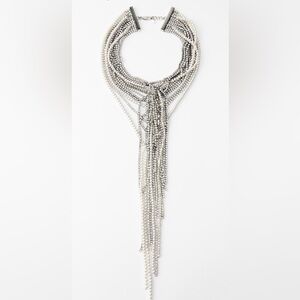 ZARA Pearl gem necklace rhinestone lobster clasp long statement piece GORGEOUS!